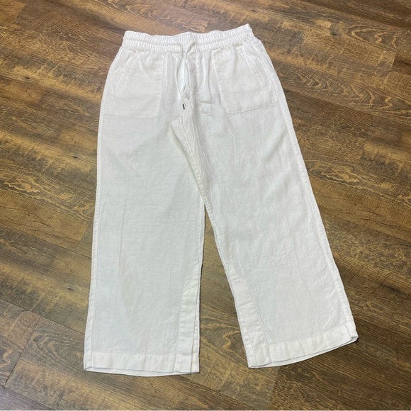 Athleta Retreat Linen High Rise Wide Leg Pants White Womens Size Large Relaxed - Picture 2 of 13